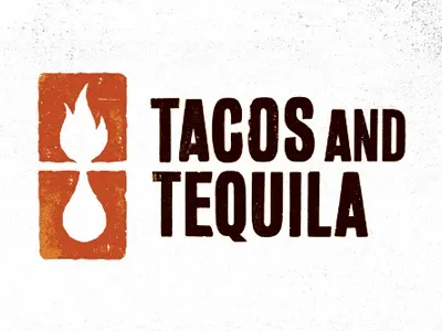 Tacos and Tequila letterpress logo restaurant type