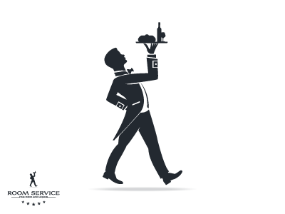Room Service 2 food hotel logo man room service silhouette waiter