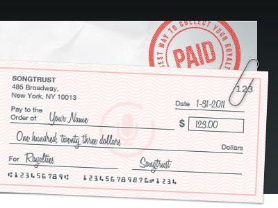 Paid check paperclip stamp