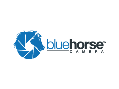 Bluehorse Camera blue camera cinema digital film horse logo photo technology