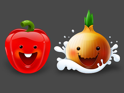 Paprika and Onion illustration mascot photoshop