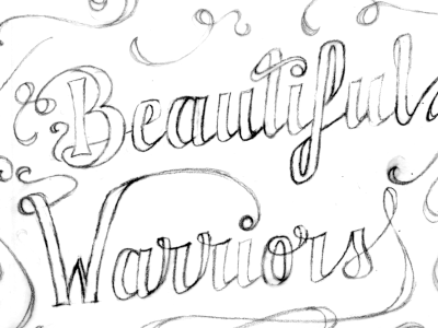 Beautiful Warriors Logo beautiful custom typography design hand drawn illustration lettering logo organic script sketch type warriors