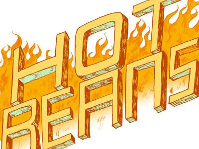 Hot Beans! drawn flames hand drawn illustration lettering title word