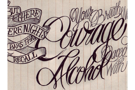 Under The Influence postcards lettering lyrics postcard sketch