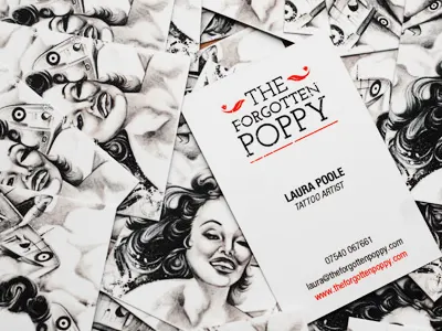 The Forgotten Poppy artist business card forgotten identity logo poppy tattoist tattoo