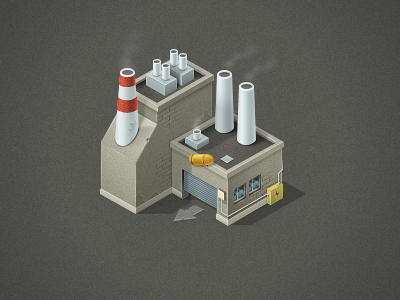 Bullet factory building design game icon illustration isometric