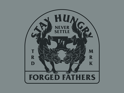 Forged Fathers Two Wolves anvil apparel bolt branding illustration lightning metal wolves