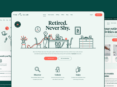 The Club - Online Events to Help You illustration responsive ui web design
