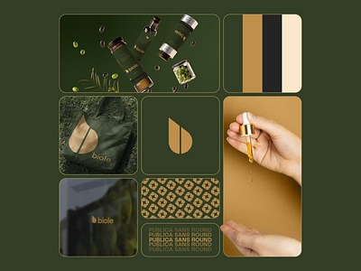 Biole Branding brand brand identity branding branding design color cosmetic brand design elegant font design gold graphic design green layout design logo logo design olive oil pattern product mockup skincare product typography