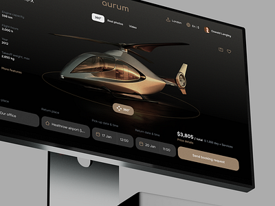 Aurum – luxury helicopter rental service aircraft booking helicopter helicopter service interface design jet luxury premium rental service renting ui ux web web app