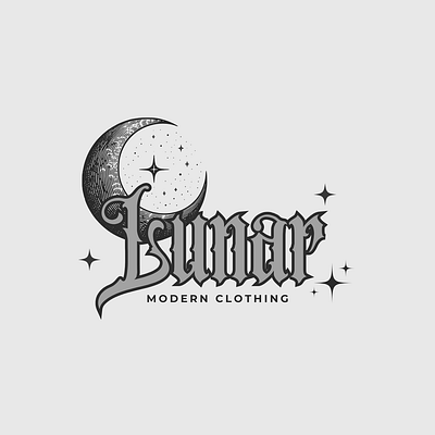 Black and Grey Gothic Graffiti Lunar Fashion Clothing Brand Logo lunar theme design