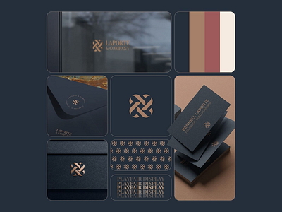 Laporte & Company Branding abstract logo beige brand identity brand presentation branding business cards color palette design elegant style envelope font design gold graphic design logo logotype modern navy blue pattern design professional branding visual identity