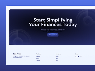 Finance Business Tool Footer Web Design business call to action cta finance finance business finances fintech footer footer menu footer section landing page landingpage saas software tech tools web design webdesign