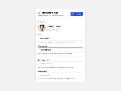 Profile information 👤 clean design system figma form minimalism profile ui ui kit