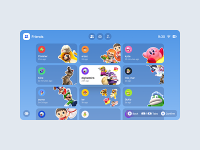 Nintendo Switch UI Redesign / Profile Customization app clean dashboard game minimalistic mobile nintendo play sreen stickers switch switch 2 ui ux