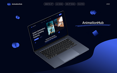 AnimationHub 3d animation design education landing page ui uiux webapp webdesign