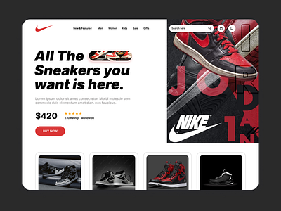 Nike Redesgin website hero header 999watt app redesign branding design hero header nike nike redesgib nike shoes ui design