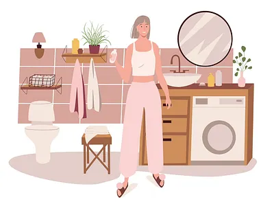 Preparation For Sleep 2D Animation 2d animation beauty care beauty routine bedroom bedtime evening routine flat habits health illustration motion peaceful preparation relaxation routine self care sleep sleep routine woman