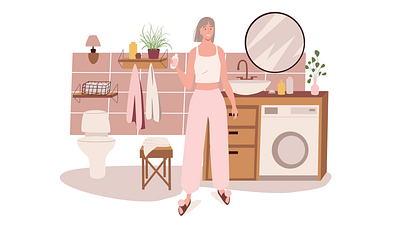 Preparation For Sleep 2D Animation 2d animation beauty care beauty routine bedroom bedtime evening routine flat habits health illustration motion peaceful preparation relaxation routine self care sleep sleep routine woman