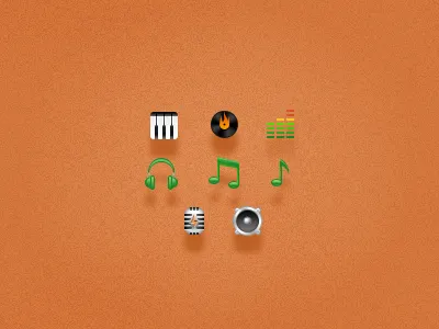 Music icons green icon music note phone phones piano speaker