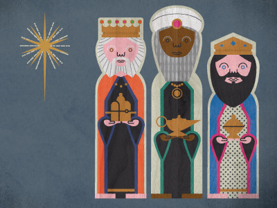 Nativity (3 king character development) 3 kings illustration nativity north star texture wise men