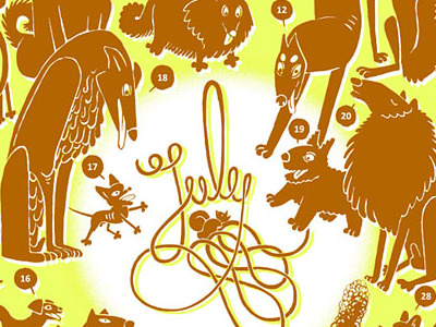 July Calendar 2012 calendar dogs illustration july lettering silkscreen