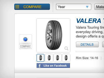 Primewell web UI automotive button gallery tire ui web white
