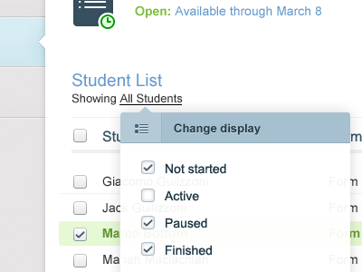 Proctor Screen cms drop down edu ui