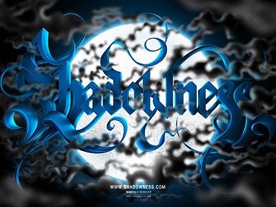 Shadowness - www.marceloschultz.com design drawing gothic illustration lettering moon pencil photoshop shadow shadowness type typography