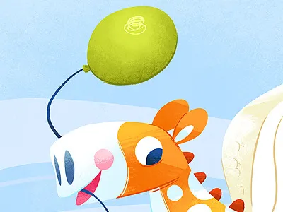 I has a balloon! balloon dragon illustration