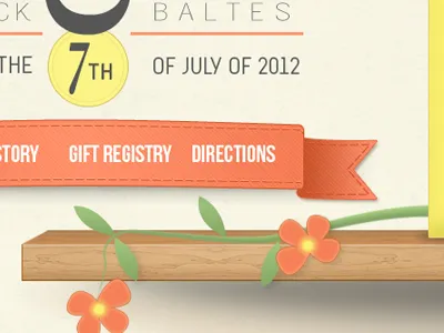 Beautiful Day for a Wedding coral engaged flowers marriage ribbon rsvp shelf site website wedding wood