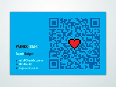 Business Card - Neorelic 8 bit business card cyan print qr code