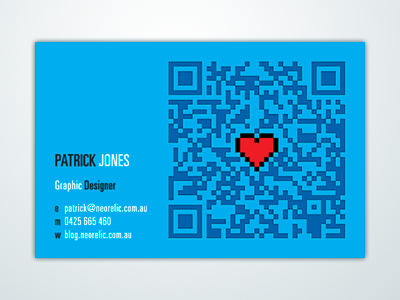 Business Card - Neorelic 8 bit business card cyan print qr code