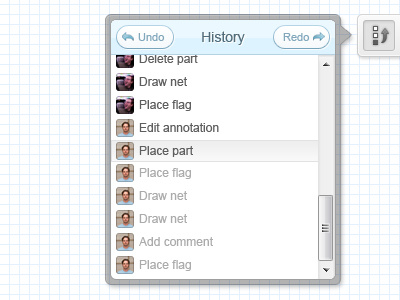 History Window interface saas ui