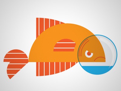 Fish Out of Water angry fish half circles illustration orange