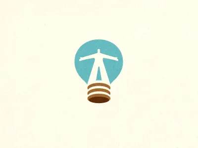 Logo for 27/2 Initiatives V1 blue brown eco human humanity icon idea land light bulb logo marketing paper sand sky solution