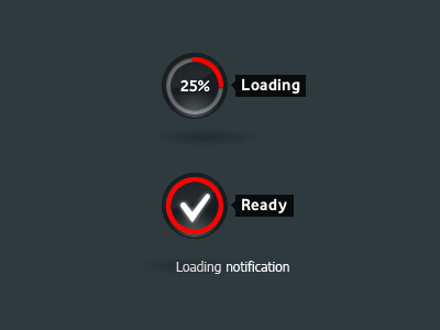 Loading notification grey loader loading notification red