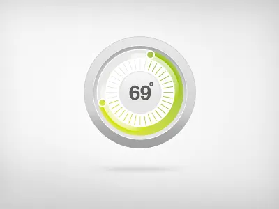 Thermostat clean design fahrenheit green heat icon temperature thermostat yellow