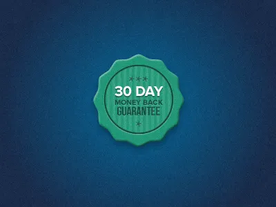 Popsurvey Badge 30 day badge bebas neue blue green guarantee money back proxima nova