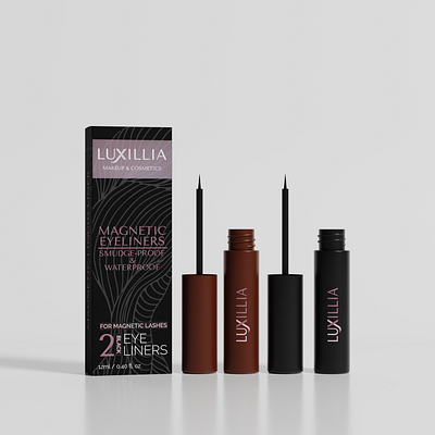 LUXILLIA - Makeup & Cosmetic Brand 3d 3d mockup 3d rendering animation box branding cosmetic cosmetic label cosmetic packaging design graphic design illustration label design logo makeup makeup products motion graphics packaging design product design ui