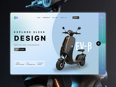 EV Scooter Landing Page 🛴🪄 automobile blue clean design cta electric vehicle environment friendly ev hero image hero page landing page minimal transport ui