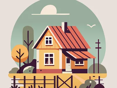 "Rural Landscape"🌾🏡 art vector artwork digital illustration landscape house rural house vector illustration rural landscape illustration rural landscape art