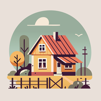 "Rural Landscape"🌾🏡 art vector artwork digital illustration landscape house rural house vector illustration rural landscape illustration rural landscape art