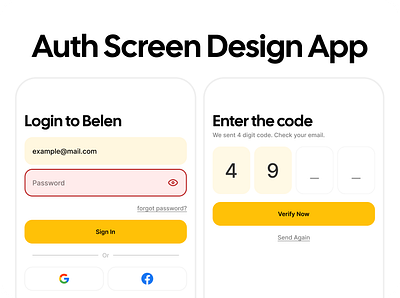 Auth Screen Design for the Minimalist Mobile Apps android auth auth screen login login screens minimalist mobile app register sign yellow