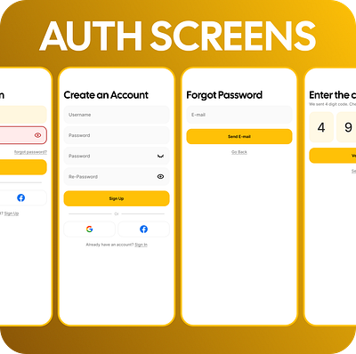 Auth Screen Design for the Minimalist Mobile Apps android auth auth screen login login screens minimalist mobile app register sign yellow