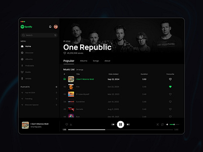 Spotify Redesign dailyux dark mode dark theme figma hero section music music player redesign spotify spotify homepage spotify redesign trend 2025 ui uiux uxlife website