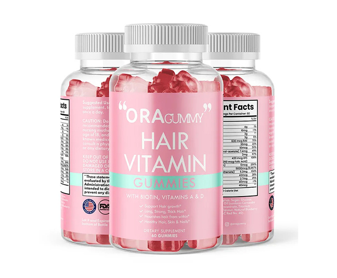 Women's Hair Multivitamin Gummies biotin food supplement gummies hair health label mineral multi vitamin packaging vitamin