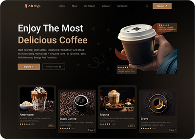 Coffee Shop Website Landing Page UI/UX :: Behance branding graphic design logo ui