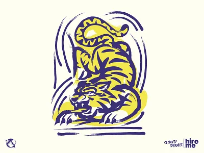 Warm Up brush strokes character design graphics illustration t shirt design tee design tiger vector vector design