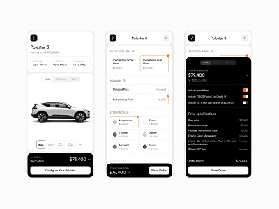 Polestar Mobile Web Concept app automotive configure design interface mobile polestar ui ux web